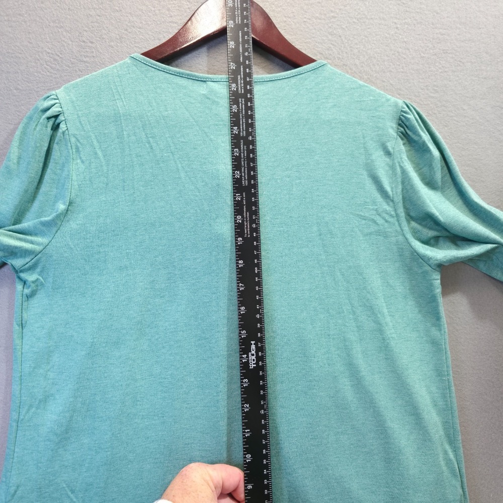 Elgogy Women's Green Square Neck Long Sleeve Blouse Size Medium NWT - Picture 7 of 9